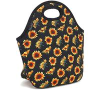 FlowFly Neoprene Lunch Tote Insulated Thermal Reusable Lunch Bag Box for Boys Men with Zipper (SunFlower)