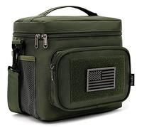 FlowFly Tactical Lunch Bag Large Insulated Lunch Box Cooler Tote for Men, Women with MOLLE/PALS Webbing (Army#Green, Medium)