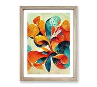 Flowing Abstract Floral No.5 Framed Print for Living Room Bedroom Home Office Décor, Wall Art Picture Ready to Hang, Oak A4 Frame (34 x 25 cm)