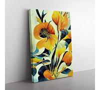 Flowing Abstract Flowers No.1 Canvas Wall Art Print Ready to Hang, Framed Picture for Living Room Bedroom Home Office Décor, 60x40 cm (24x16 Inch)