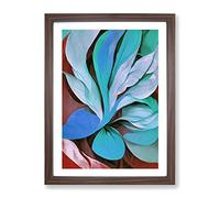 Flowing Abstract Flowers No.2 Framed Print for Living Room Bedroom Home Office Décor, Wall Art Picture Ready to Hang, Walnut A4 Frame (34 x 25 cm)