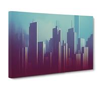 Flowing City Skyline Architecture Canvas Print | Gallery Wrapped 30mm Frame Wall Art | 30x20 inches | Ready to Hang | Contemporary Cityscape Picture | Living Room Bedroom Lounge Office