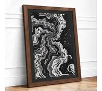 Flowing Currents Abstract Framed Wall Art Print A3 (42×29.7cm) Walnut, Wall Decor for Living Room, Bedroom, Office & Home, Ready to Hang, Art Gift
