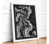 Flowing Currents Abstract Framed Wall Art Print A4 White