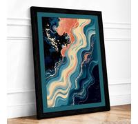 Flowing Currents Framed Wall Art Print A3 Black