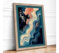 Flowing Currents Framed Wall Art Print A4 Oak
