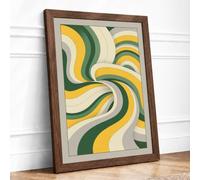 Flowing Currents Framed Wall Art Print A4 Walnut