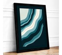 Flowing Currents Minimalist Framed Wall Art Print A4 Black