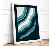 Flowing Currents Minimalist Framed Wall Art Print A4 White