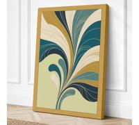 Flowing Curves in Gold Art Canvas Wall Art Print 24x16 Inch (61 x 41 cm)