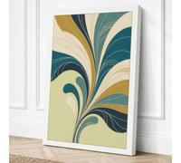 Flowing Curves in Gold Art Canvas Wall Art Print 30x20 Inch (76 x 51 cm)