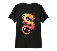 Flowing Dragon Yin Yang Philosophy Particle Gradient Loong Premium T-Shirt