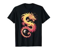 Flowing Dragon Yin Yang Philosophy Particle Gradient Loong T-Shirt
