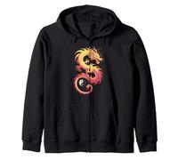 Flowing Dragon Yin Yang Philosophy Particle Gradient Loong Zip Hoodie