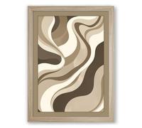 Flowing Earth Rhythms Minimalist Framed Wall Art Print A4 (29.7×21cm) Oak, Wall Decor for Living Room, Bedroom, Office & Home, Ready to Hang, Art Gift