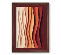 Flowing Earth Tones Minimalist Framed Wall Art Print A2 (59.4×42cm) Walnut, Wall Decor for Living Room, Bedroom, Office & Home, Ready to Hang, Art Gift