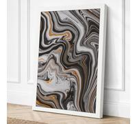 Flowing Elements Abstract Canvas Wall Art Print 30x20 Inch | White