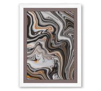 Flowing Elements Abstract Framed Wall Art Print A2 (59.4×42cm) White, Wall Decor for Living Room, Bedroom, Office & Home, Ready to Hang, Art Gift