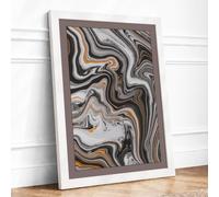 Flowing Elements Abstract Framed Wall Art Print A3 (42×29.7cm) White,