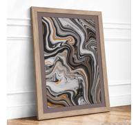 Flowing Elements Abstract Framed Wall Art Print A3 Oak