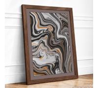 Flowing Elements Abstract Framed Wall Art Print A4 (29.7×21cm) Walnut,