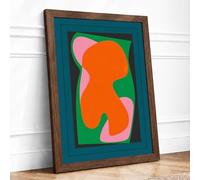 Flowing Forms Abstract Framed Wall Art Print A2 Walnut