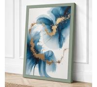 Flowing Forms in Gold Canvas Wall Art Print 24x16 Inch