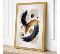 Flowing Forms in Gold Canvas Wall Art Print 24x16 Inch (61 x 41 cm)