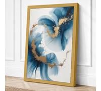 Flowing Forms in Gold Canvas Wall Art Print 30x20 Inch