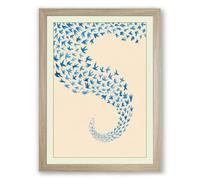 Flowing Geometry Birds Minimalist Framed Wall Art Print A3 (42×29.7cm) Oak, Wall Decor for Living Room, Bedroom, Office & Home, Ready to Hang, Art Gift