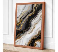 Flowing Gold Modern Canvas Wall Art Print 18x12 Inch (46 x 30 cm)