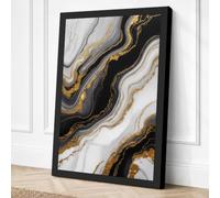 Flowing Gold Modern Canvas Wall Art Print 30x20 Inch (76 x 51 cm)