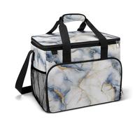 Flowing Marble Pale Indigo Gold Camping Cooler Bags Insulated Beach Cooler Portable Leak Proof Camping Cooler with Shoulder Strap