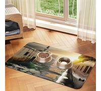 Flowing Optical Flow Pet Feeding Mat Dog Cat Eating Food Absorbent Leather Tablecloth for and Water Bowl Waterproof No Stains Quick Dry Non-Slip 23.62 * 15.75IN