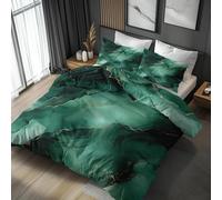 Flowing Patterns Duvet Cover Sets Dark Green Small Single Bedding Set with Zipper Closure, Soft Microfiber Quilt Cover with 2 Pillowcases 40x60cm QH1184