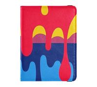 Flowing Pigment Multicolor Pattern Leather decorative passport holder for travel women Wallet Combo Badge ID Vaccine Card Holder Wallet Ultra Slim, Flowing pigment multicolor pattern, One Size