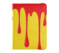 Flowing Pigment Red Yellow Art Leather decorative cute passport holder Travel Documents Organizer Protector Passport Case Travel Documents Wallet Lightweight, Flowing pigment red yellow art, One Size