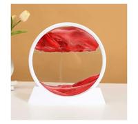 Flowing Sand Frame Sandscape Kinetic Sand Art Frame Quicksand 3D Dynamic Liquid Hourglass Moving Painting Flowing Office Home Decor Gifts(White Base-Red)