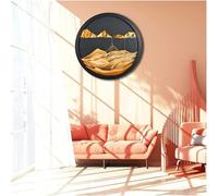Flowing Sand,Moving Art Picture,Quicksand Painting,16'' 3D Liquid Motion 360° Wall Mounted Painting Living Room Decoration, Glass Crafts(Gold)