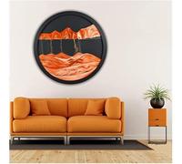 Flowing Sand,Moving Art Picture,Quicksand Painting,16'' 3D Liquid Motion 360° Wall Mounted Painting Living Room Decoration, Glass Crafts(Orange)