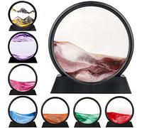 Flowing Sand Painting,Moving Sand Art Picture Round Glass 3D Deep Sea Sandscape in Motion Display Flowing Sand Frame, Home & Office Desktop Decorations (7 Zoll, Brown)