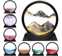 Flowing Sand Painting,Moving Sand Art Picture Round Glass 3D Deep Sea Sandscape in Motion Display Flowing Sand Frame, Home & Office Desktop Decorations (7 Zoll, black)