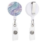 Flowing Silk-Wave Retractable Badge Holder Reel Clip ID Card Holder for Doctor Nurse Student Office Worker