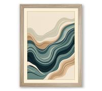 Flowing Strata Minimalist Framed Wall Art Print A3 (42×29.7cm) Oak, Wall Decor for Living Room, Bedroom, Office & Home, Ready to Hang, Art Gift