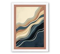 Flowing Strata Minimalist Framed Wall Art Print A3 (42×29.7cm) White, Wall Decor for Living Room, Bedroom, Office & Home, Ready to Hang, Art Gift