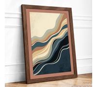Flowing Strata Minimalist Framed Wall Art Print A3 Walnut | Ready to Hang, Premium Gi Paper, Fade-Resistant Inks, Securely Packaged, UK Made