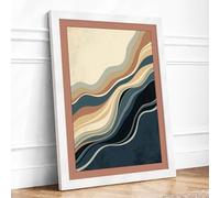 Flowing Strata Minimalist Framed Wall Art Print A3 White | Ready to Hang, Premium Gi Paper, Fade-Resistant Inks, Securely Packaged, UK Made