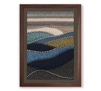 Flowing Textile Landscape Scandinavian Framed Wall Art Print A4 (29.7×21cm) Walnut, Wall Decor for Living Room, Bedroom, Office & Home, Ready to Hang, Art Gift