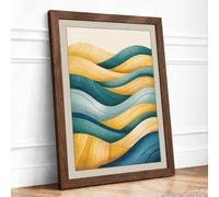 Flowing Tide Minimalist Framed Wall Art Print A1 (84.1×59.4cm) Walnut,