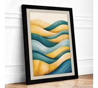 Flowing Tide Minimalist Framed Wall Art Print A3 Black